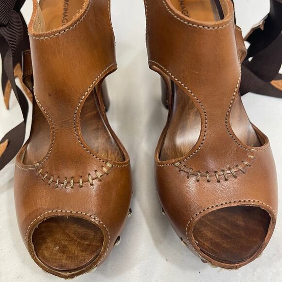 GEORGINA GOODMAN Brown Leather Clog Heels - Picture 4 of 10